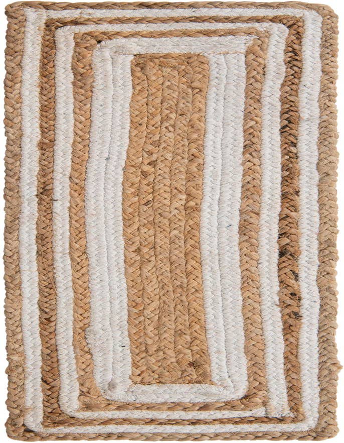 Detail image of 0' 9 x 2' 6 Hand Woven Braided Jute Stair Rug
