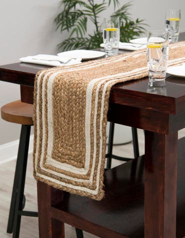  1' 2 x 8'  Hand Braided Jute Table Runner Rug