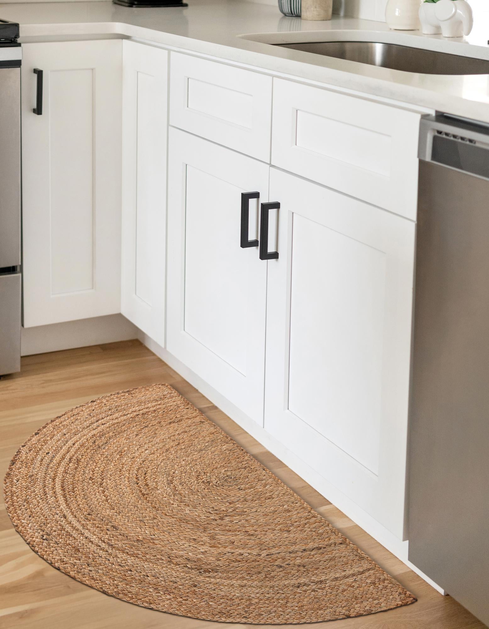 Natural 2' 2 x 3' 7 Hand Braided Jute Hearth Rug