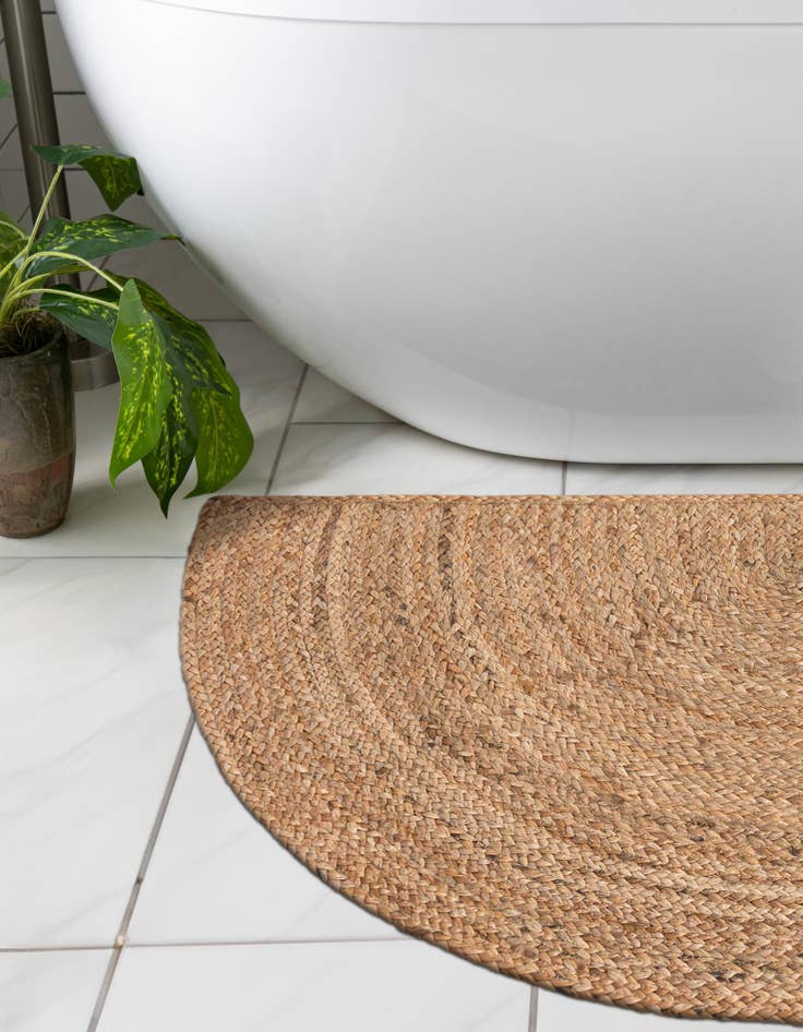 Detail image of  2' 7 x 4' 1  Hand Braided Jute Hearth Rug