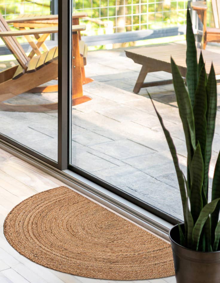 Detail image of  2' 7 x 4' 1  Hand Braided Jute Hearth Rug