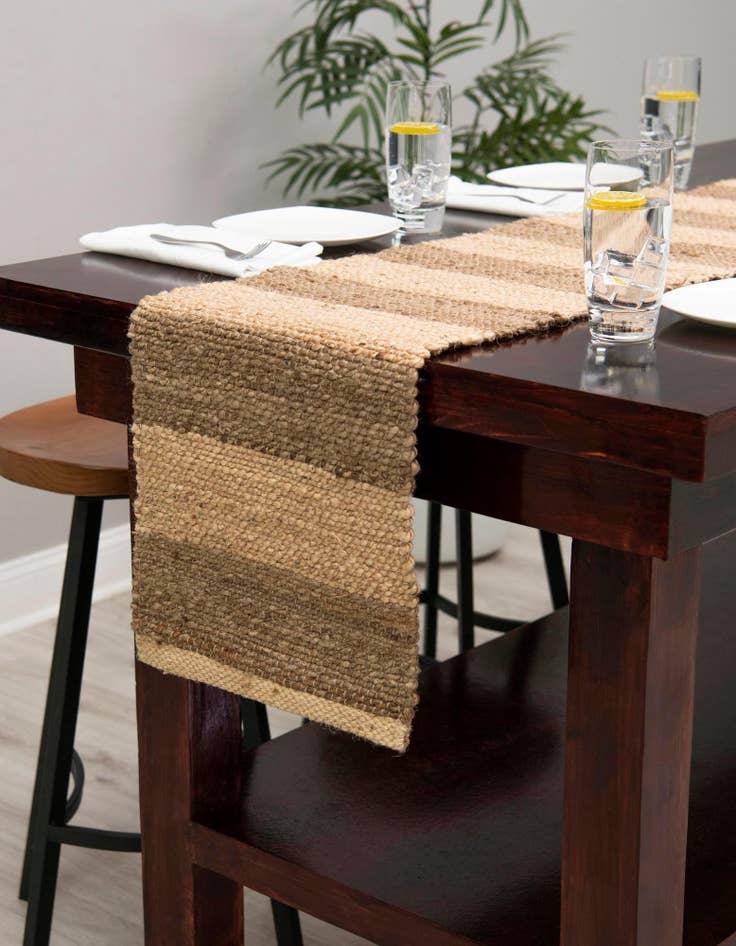 Detail image of  1' 2 x 5' 1  Hand Braided Jute Table Runner Rug