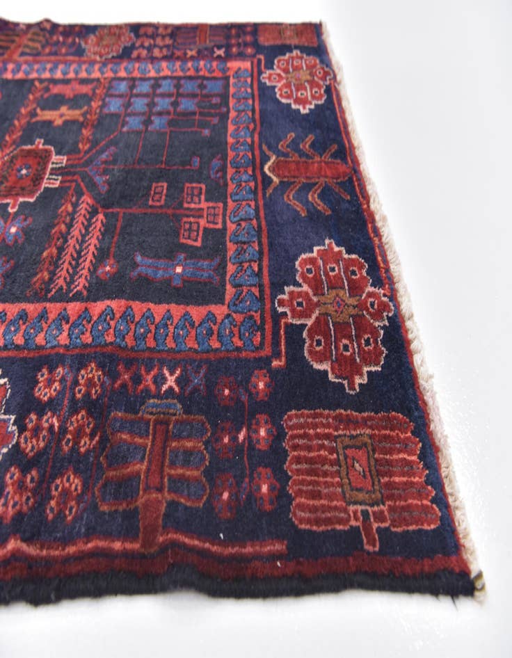 Detail image of  3' 8 x 9' 8  Hand Knotted Hamedan Persian Wool Runner Rug