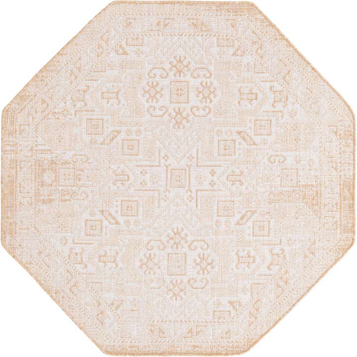Natural 5' 3 x 5' 3 Aztec Indoor / Outdoor Octagon Rug | Rugs.com