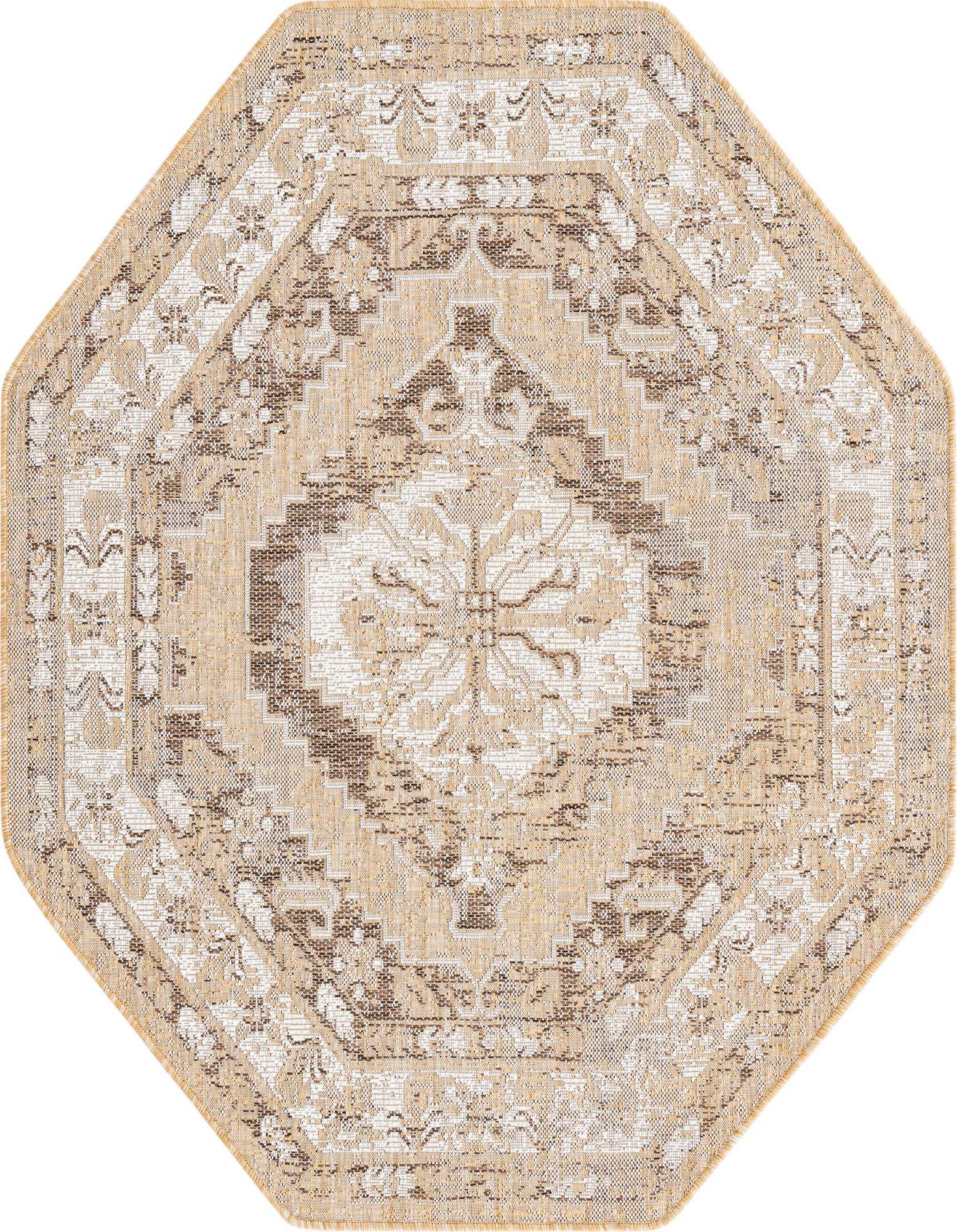 Primary image  5' 3 x 5' 3  Washable Traditional Indoor / Outdoor Octagon Rug