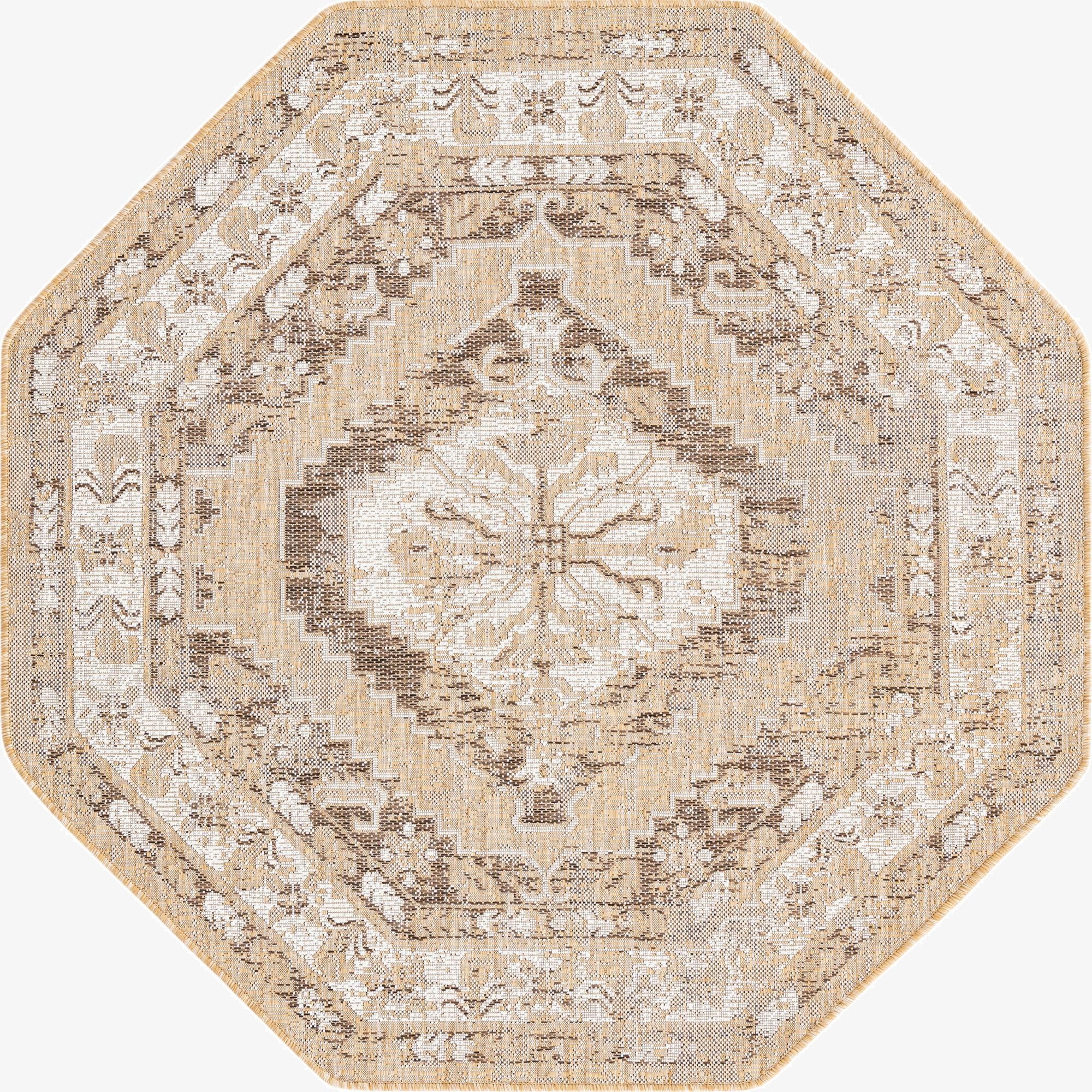  5' 3 x 5' 3  Washable Traditional Indoor / Outdoor Octagon Rug