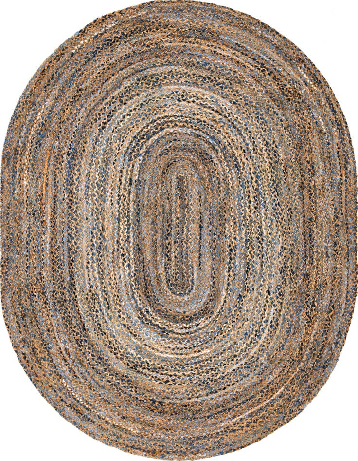 Detail image of  8' x 10'  Hand Braided Chindi Oval Rug