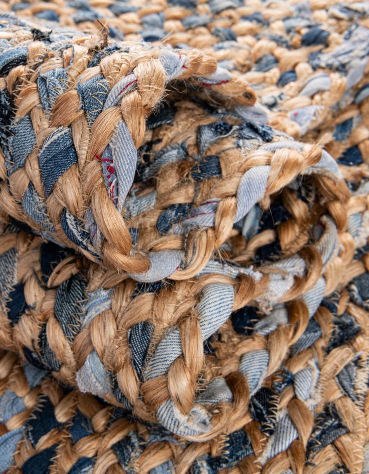 Detail image of  8' x 10'  Hand Braided Chindi Oval Rug