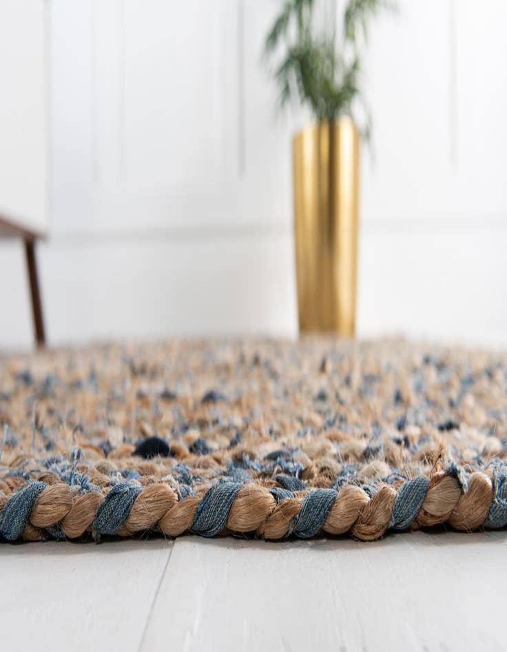 Detail image of  2' 2 x 3' 1  Hand Braided Chindi Oval Rug