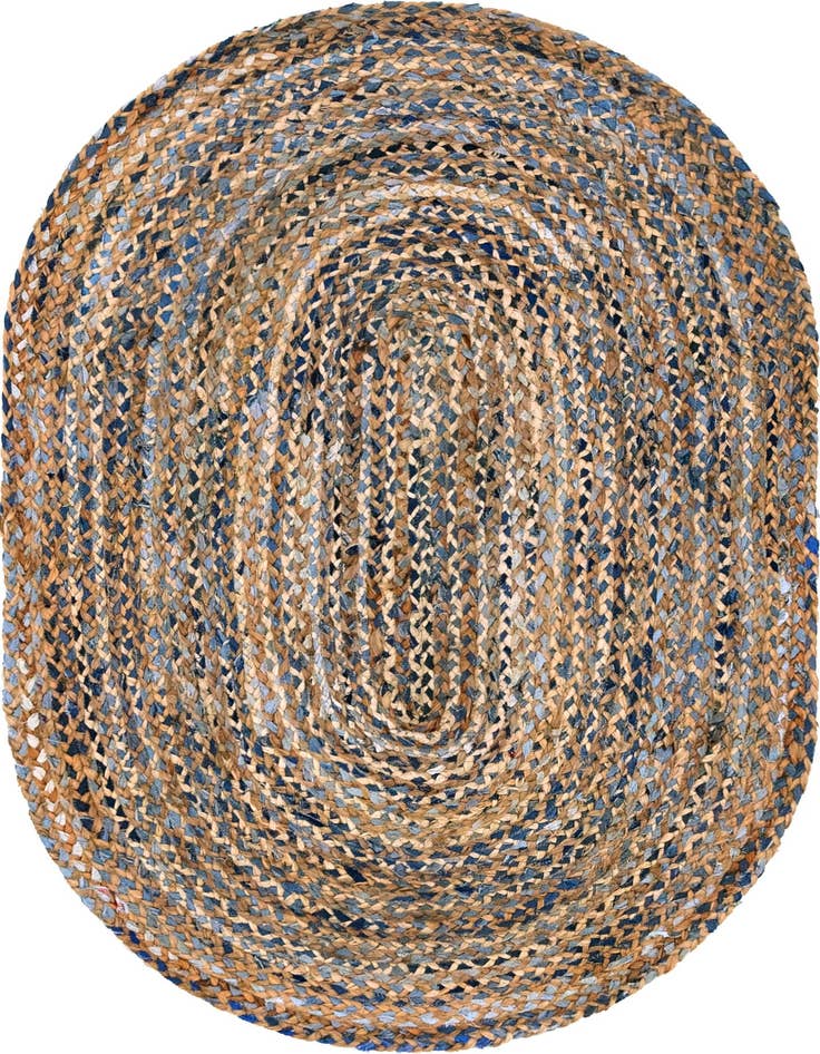 Detail image of  4' 1 x 6' 1  Hand Braided Chindi Oval Rug