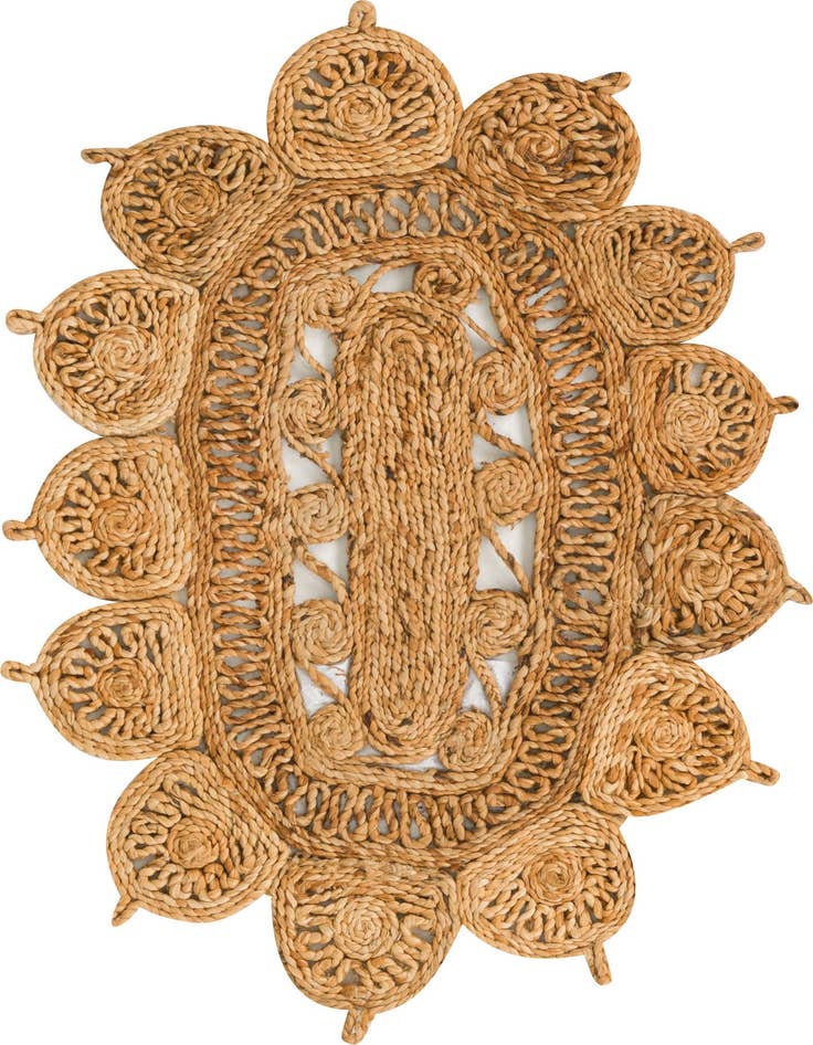 Detail image of  2' x 3' 1  Hand Braided Jute Oval Rug