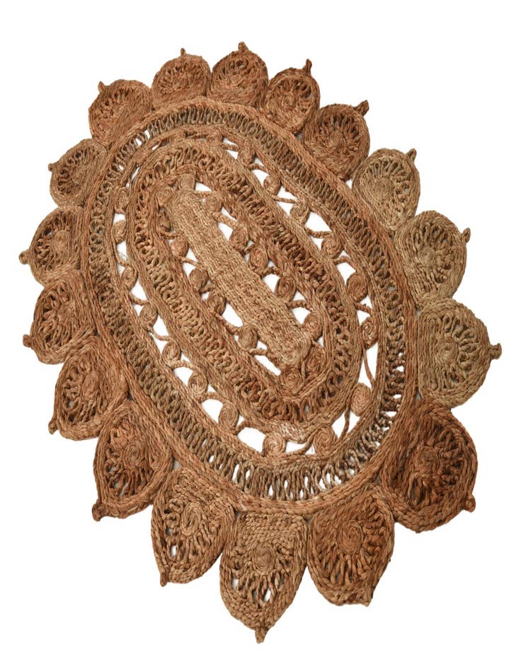 Detail image of  3' 1 x 5' 1  Hand Braided Jute Oval Rug