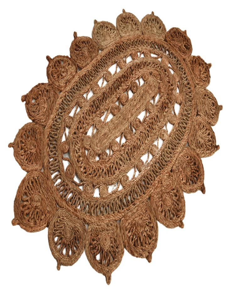 Detail image of  3' 1 x 5' 1  Hand Braided Jute Oval Rug