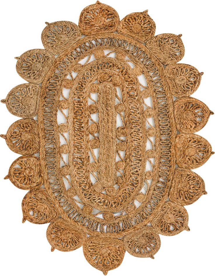 Detail image of  3' 1 x 5' 1  Hand Braided Jute Oval Rug