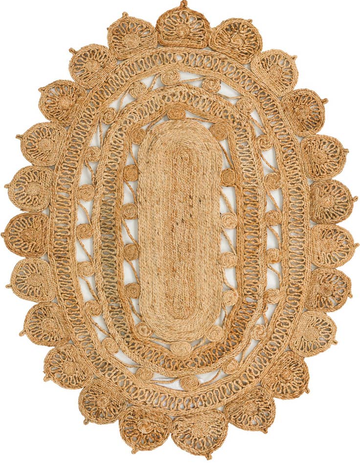 Detail image of  4' 1 x 6' 1  Hand Braided Jute Oval Rug