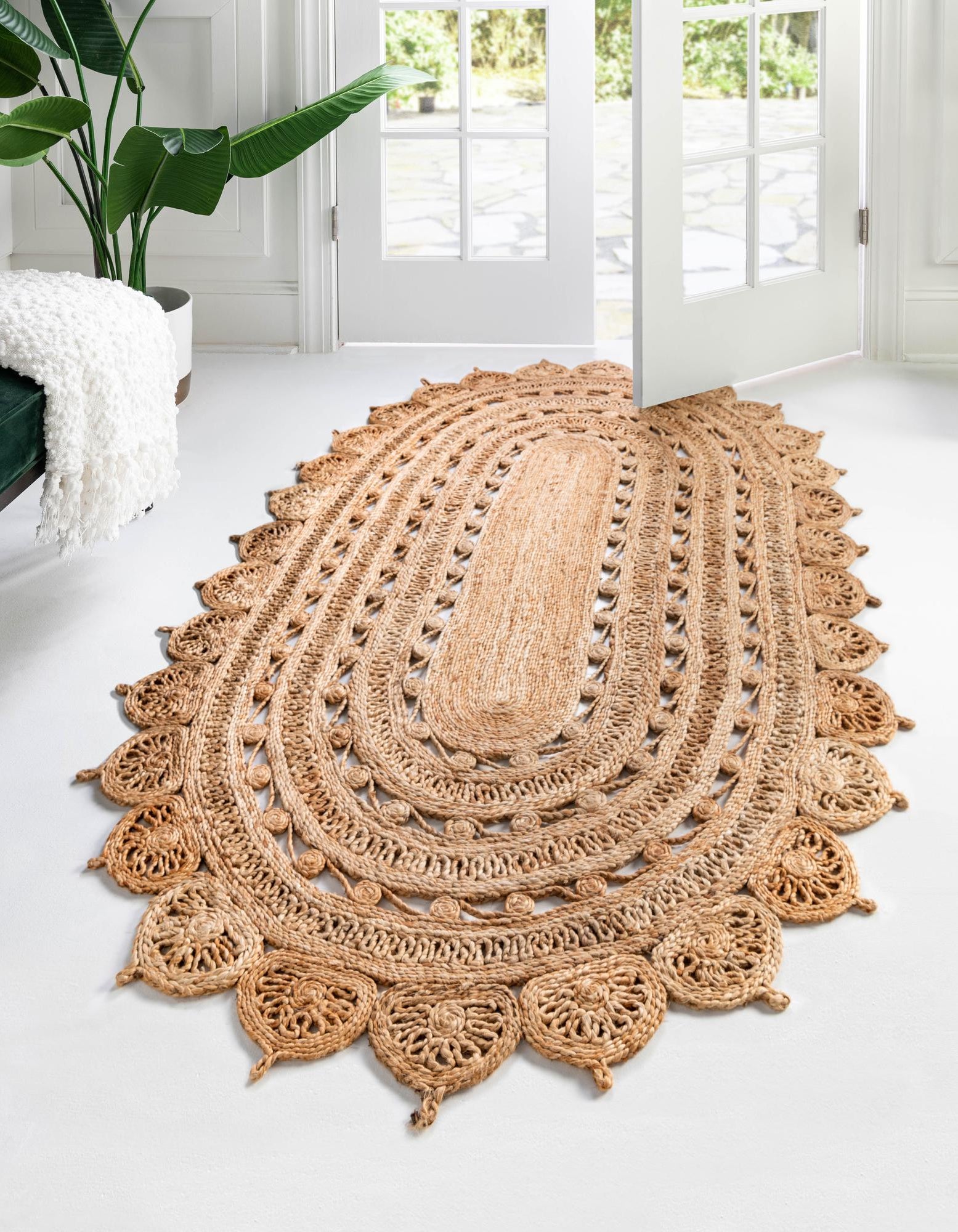 Natural 3' 1 x 5' 1 Hand Braided Jute Oval Rug | Rugs.com