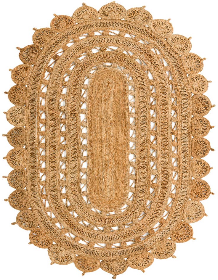 Detail image of  5' 1 x 8'  Hand Braided Jute Oval Rug