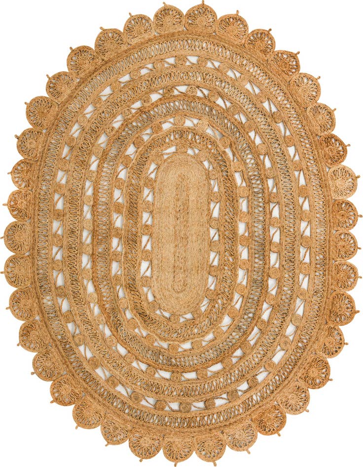 Detail image of  7' 10 x 10'  Hand Braided Jute Oval Rug