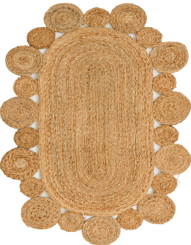 Detail image of  3' 1 x 5' 1  Hand Braided Jute Oval Rug