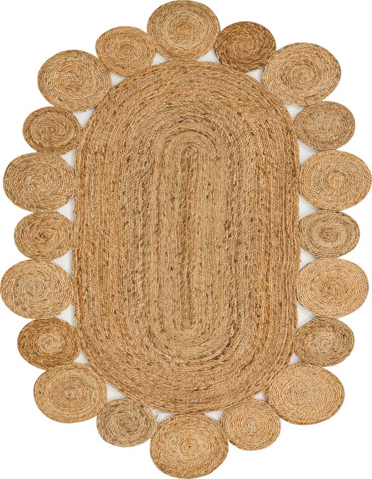 Detail image of  4' 1 x 6' 1  Hand Braided Jute Oval Rug