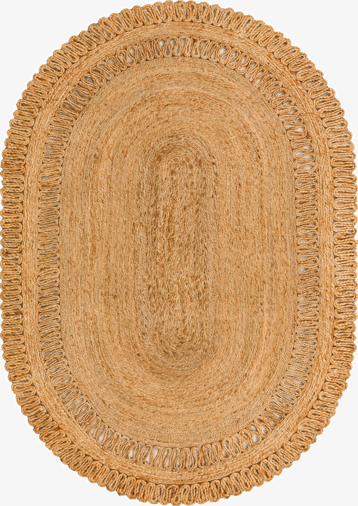  4' 1 x 6' 1  Hand Braided Jute Oval Rug