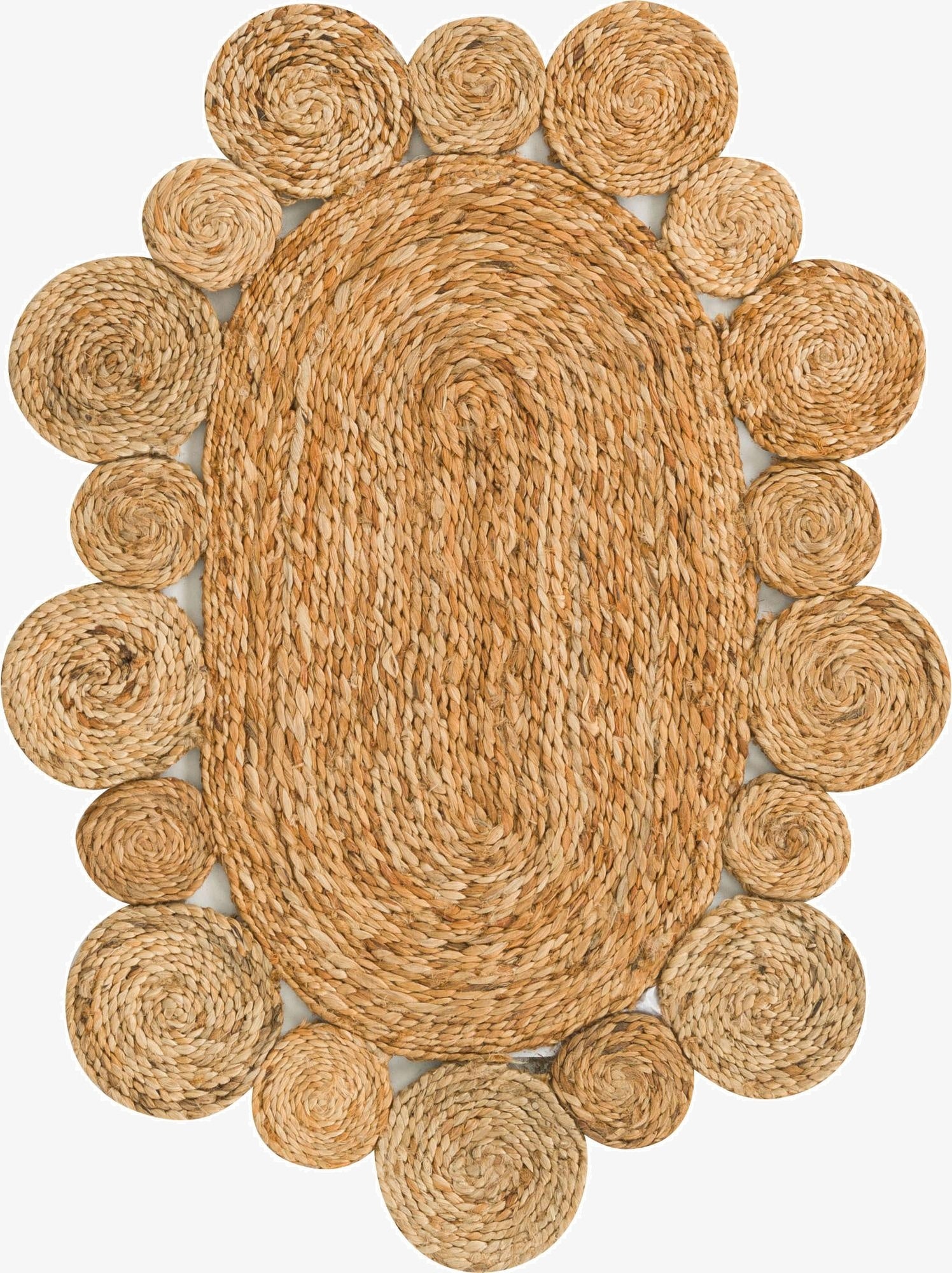  2' x 3' 1  Hand Braided Jute Oval Rug