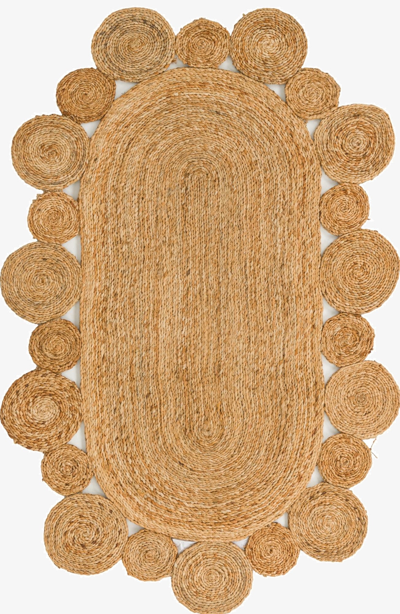  3' 1 x 5' 1  Hand Braided Jute Oval Rug