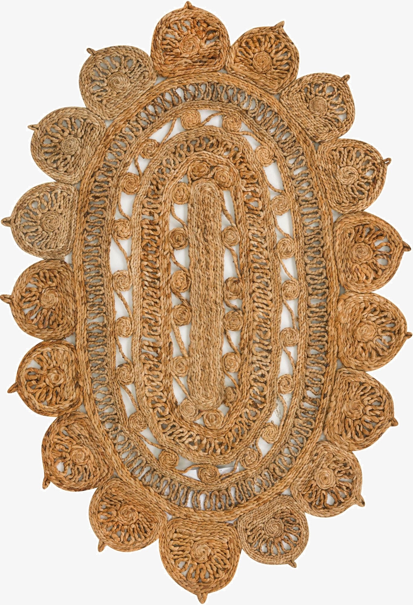  3' 1 x 5' 1  Hand Braided Jute Oval Rug