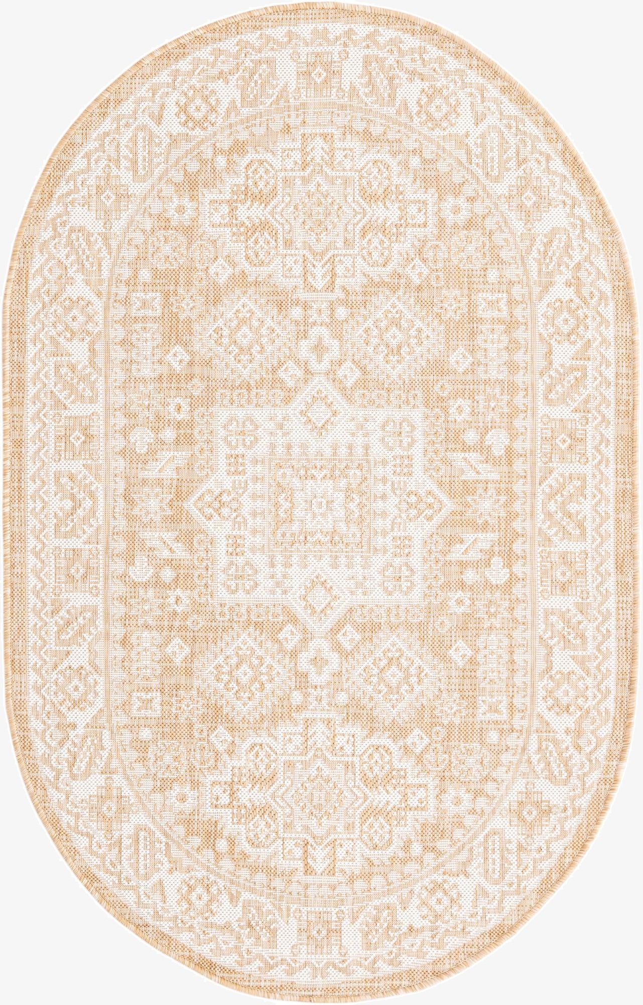  3' x 5' 3  Washable Aztec Indoor / Outdoor Oval Rug