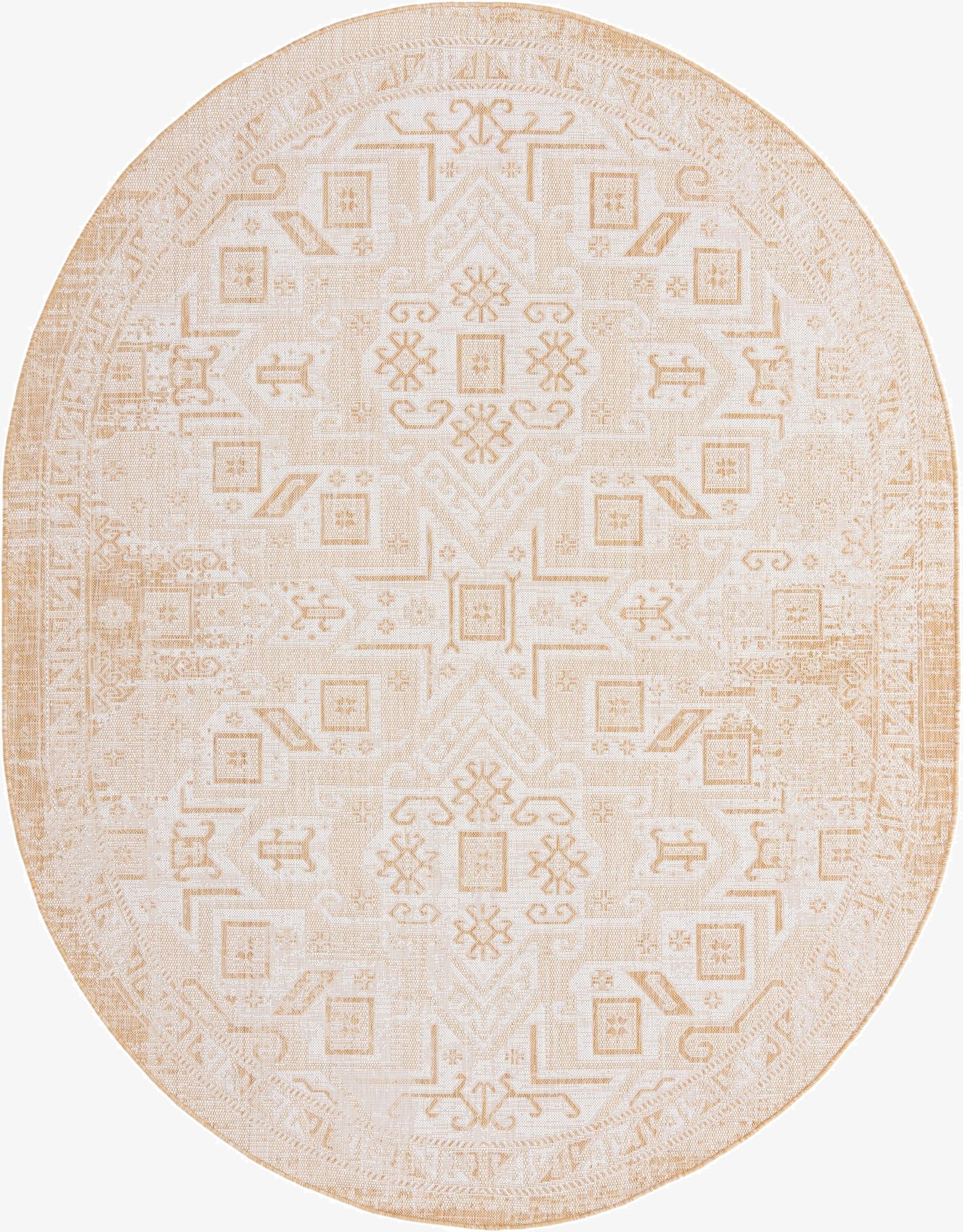  7' 10 x 10'  Washable Aztec Indoor / Outdoor Oval Rug