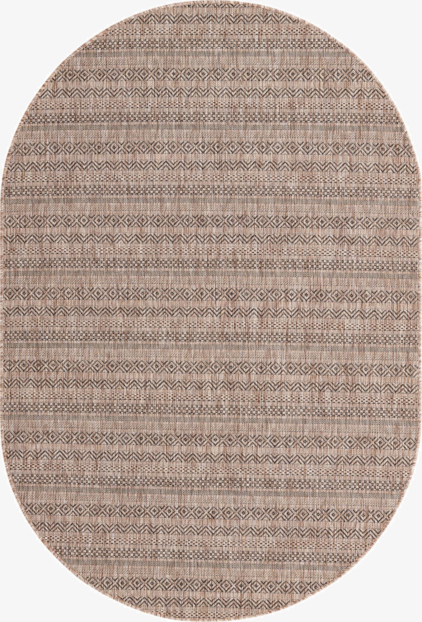  5' 3 x 8'  Washable Ribbon Indoor / Outdoor Oval Rug