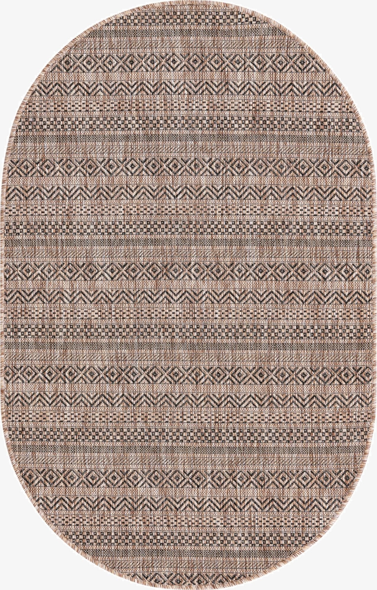  3' x 5' 3  Washable Ribbon Indoor / Outdoor Oval Rug