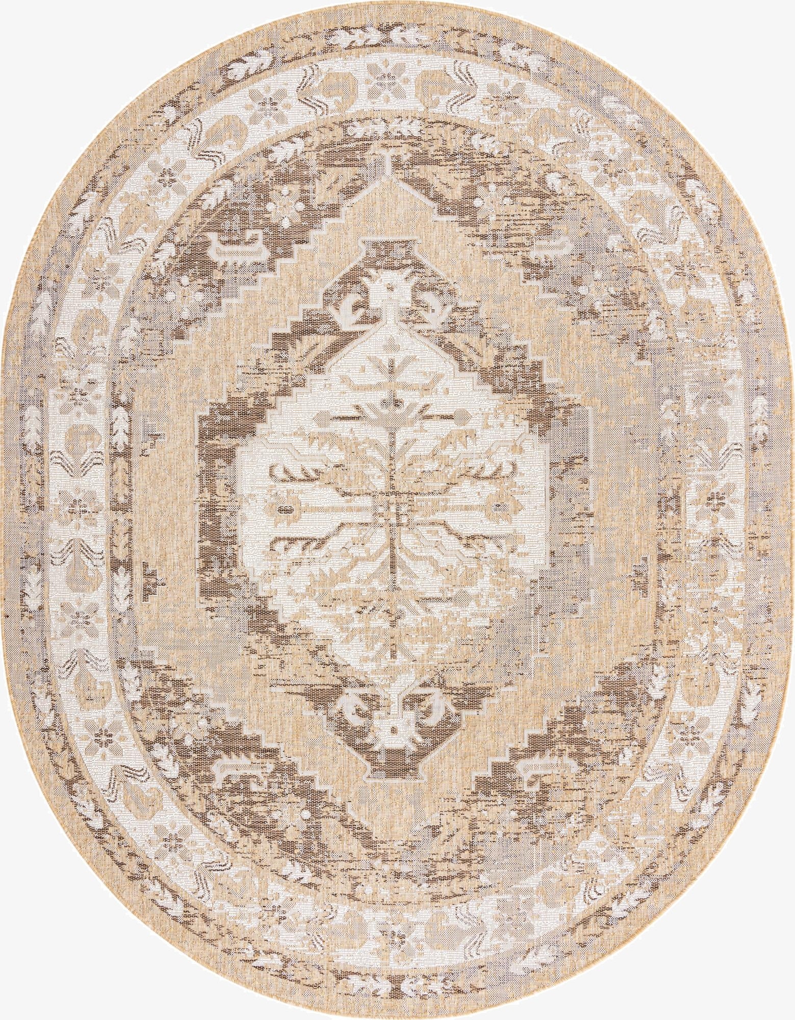  7' 10 x 10'  Washable Traditional Indoor / Outdoor Oval Rug