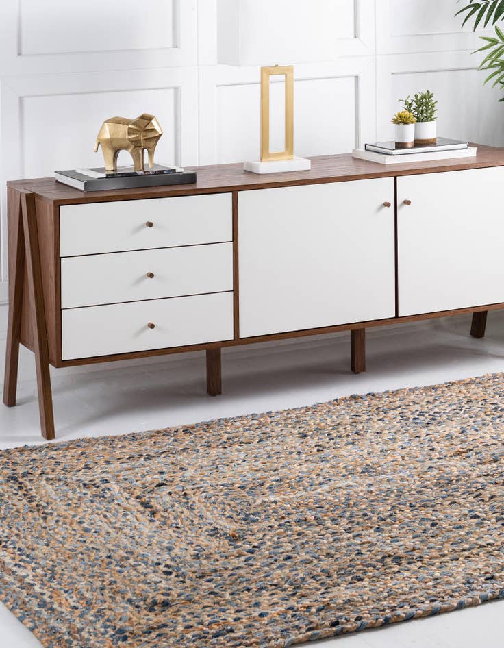 Detail image of  10' x 13' 1  Hand Braided Chindi Rug