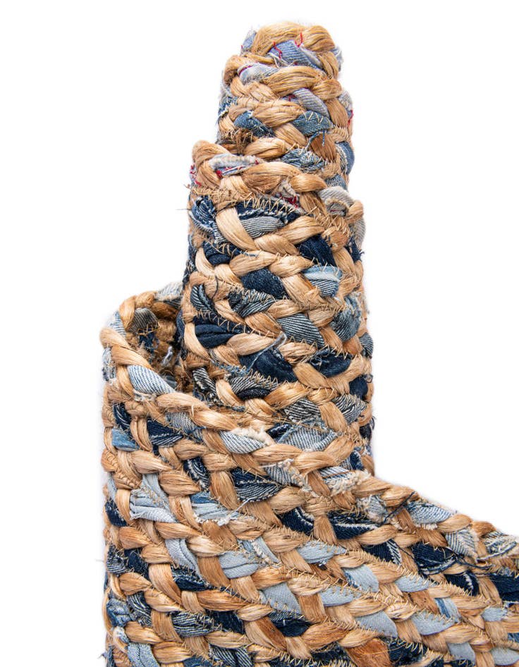 Detail image of  10' x 13' 1  Hand Braided Chindi Rug