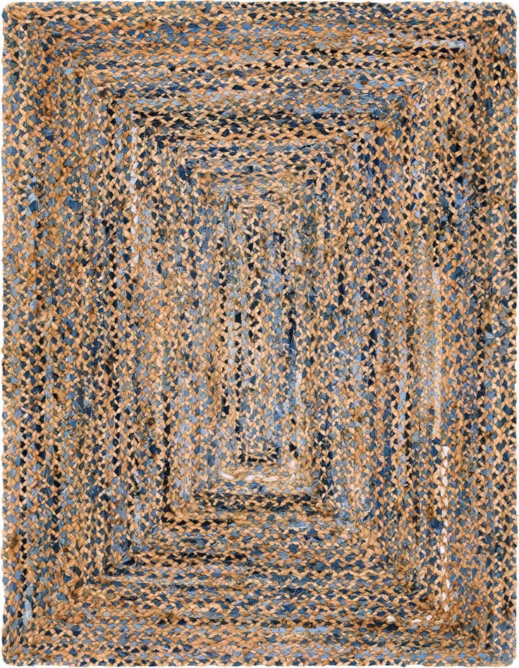 Detail image of  4' 1 x 6' 1  Hand Braided Chindi Rug