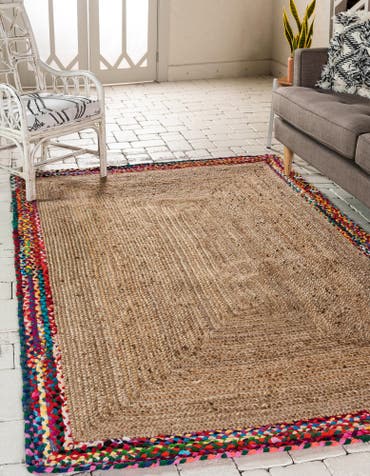  Custom Natural  Hand Braided Jute Rug