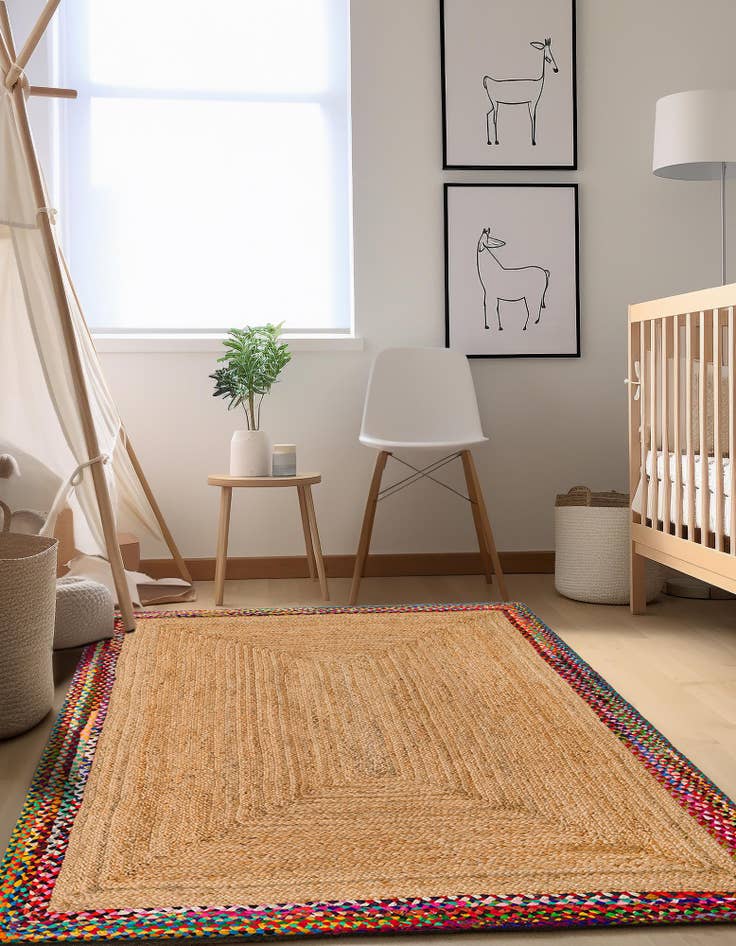 Detail image of  4' 1 x 6' 1  Hand Braided Jute Rug