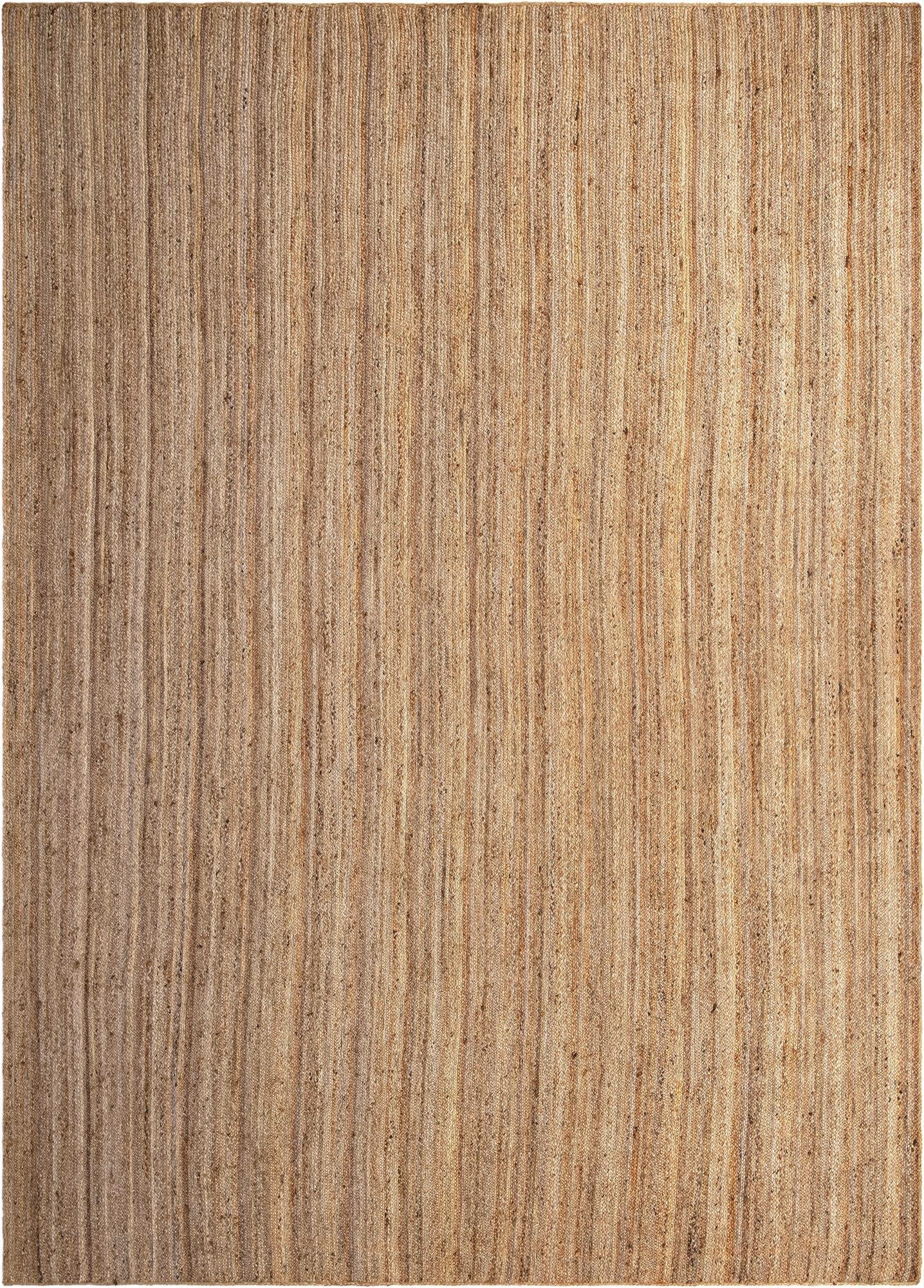 A large 12x16 rectangular Braided Jute rug with natural brown and tan tones, featuring a textured flatweave pattern, ideal for a living room or office.