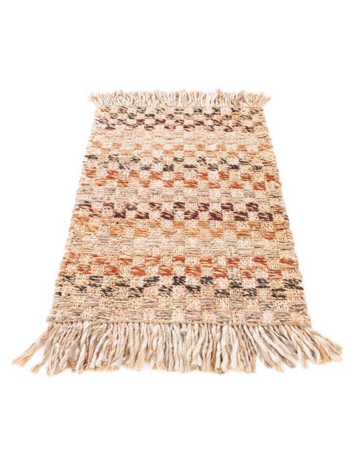 Detail image of  2' 1 x 3' 1  Hand Woven Checkered Jute Wool Rug