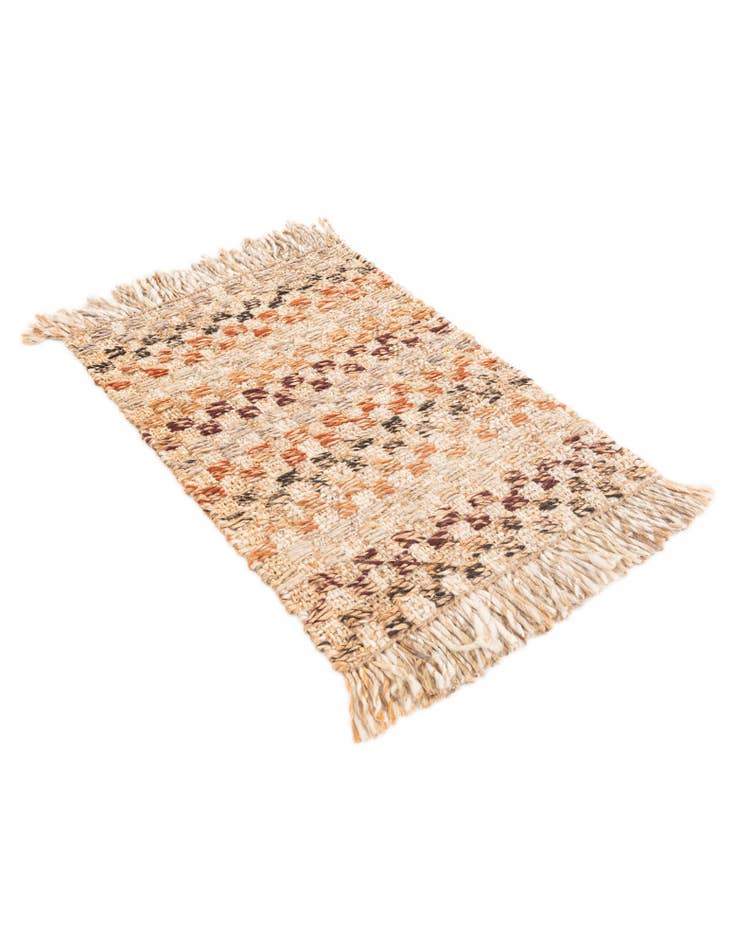 Detail image of  2' 1 x 3' 1  Hand Woven Checkered Jute Wool Rug