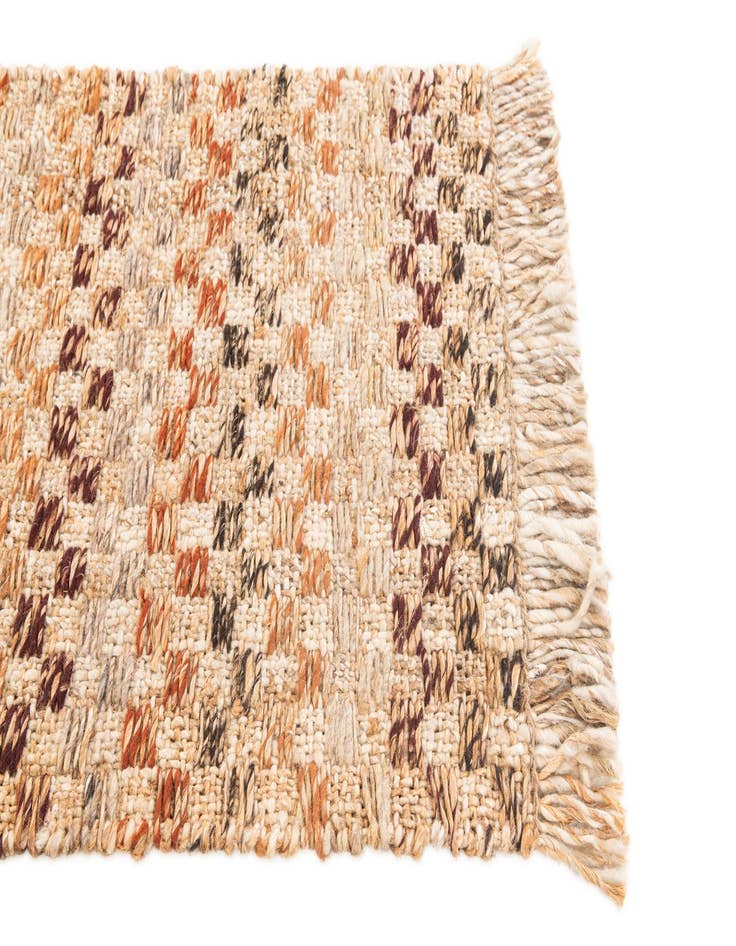 Detail image of  2' 1 x 3' 1  Hand Woven Checkered Jute Wool Rug