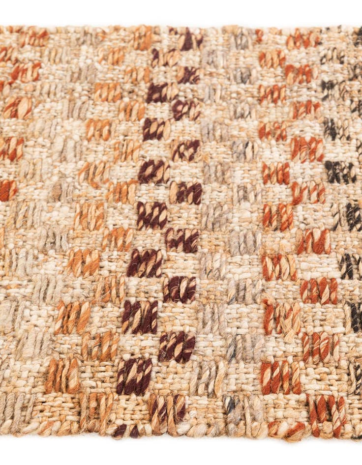 Detail image of  2' 1 x 3' 1  Hand Woven Checkered Jute Wool Rug
