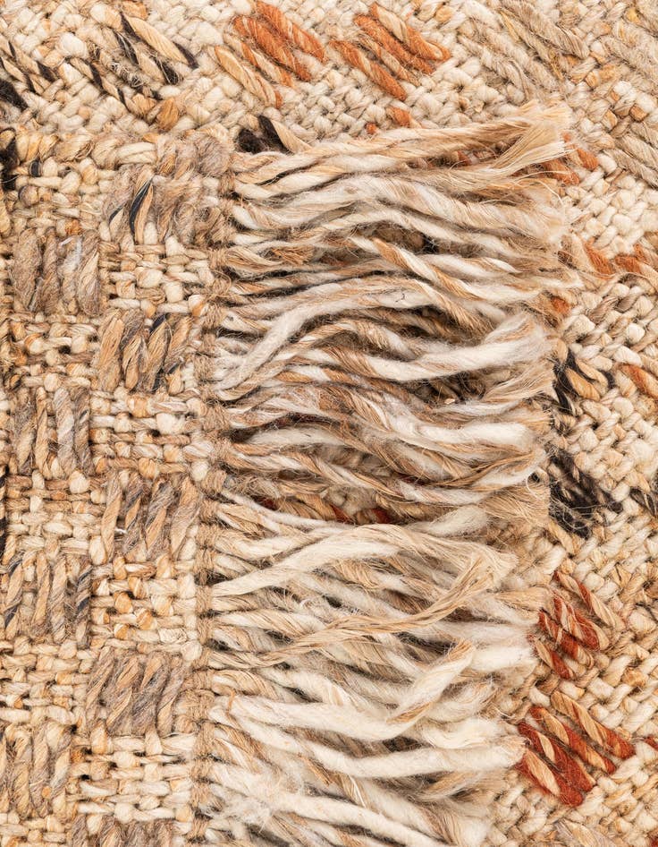 Detail image of  2' 1 x 3' 1  Hand Woven Checkered Jute Wool Rug