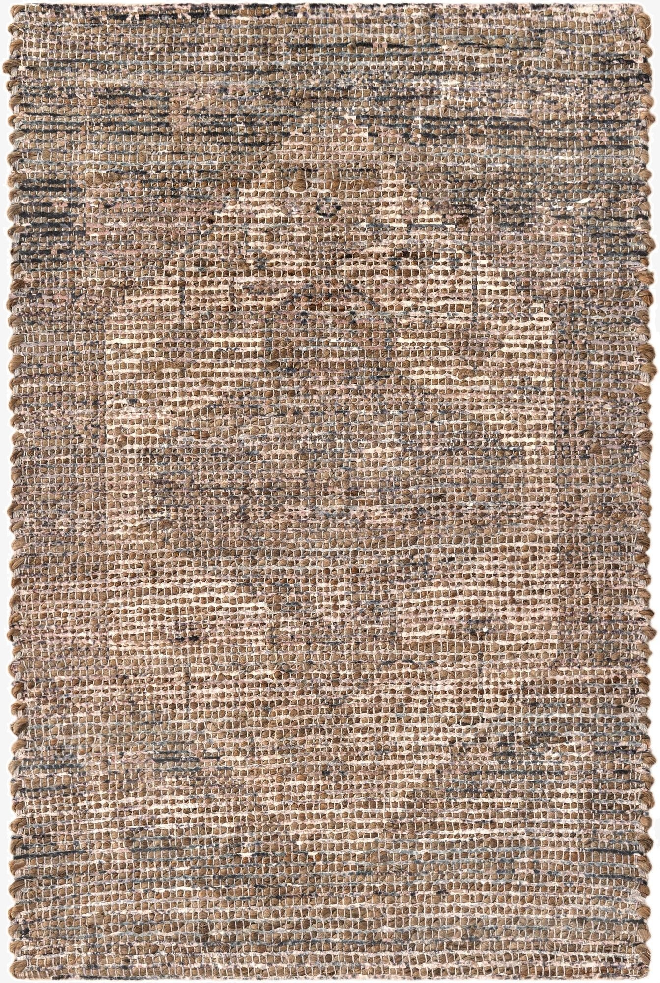 A rectangular 2x3 flatweave rug with a subtle brown and ivory oriental medallion pattern, suitable for an entryway.