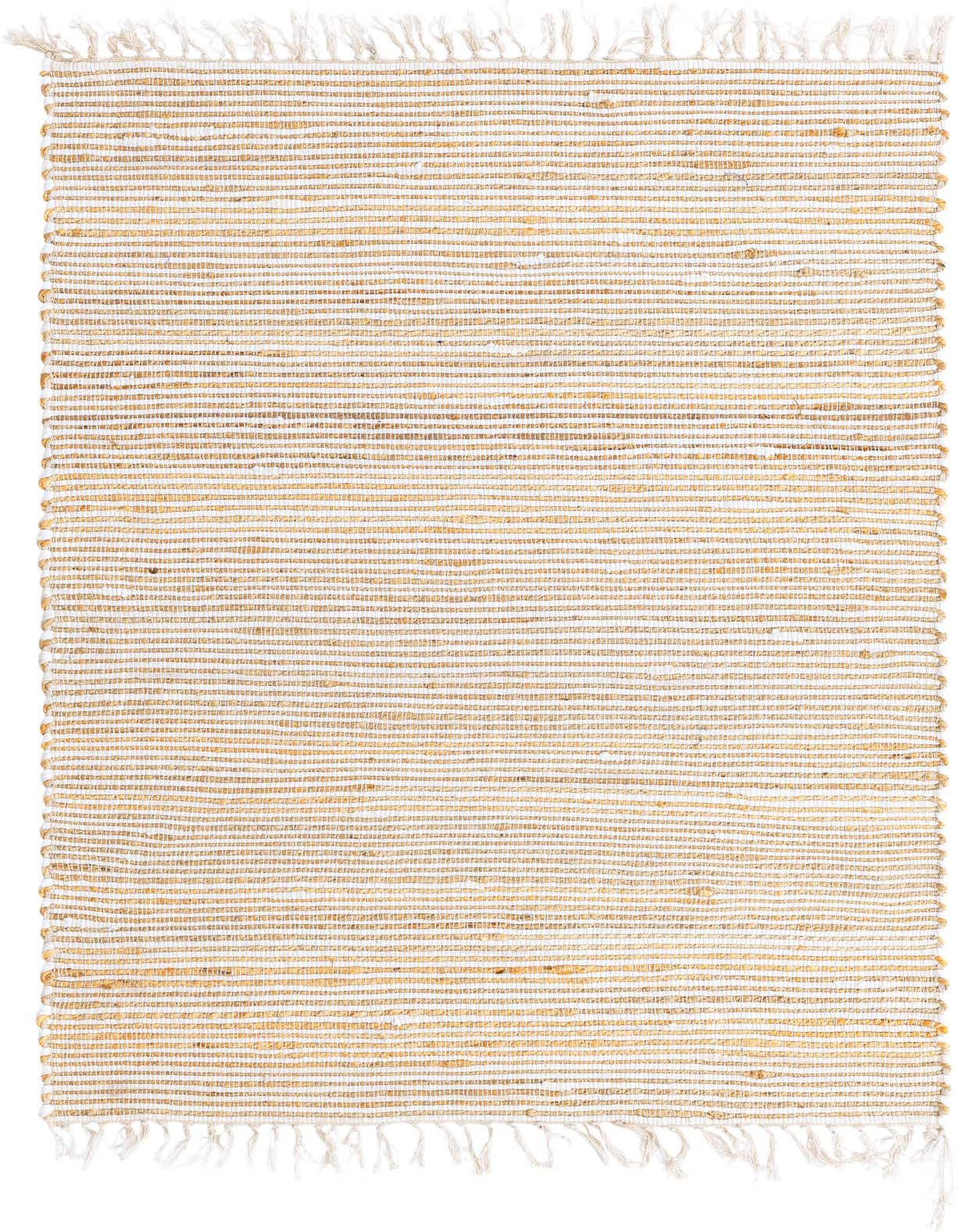 A 4x6 rectangular Chindi Jute rug featuring horizontal stripes of natural brown jute and ivory cotton with fringed ends.