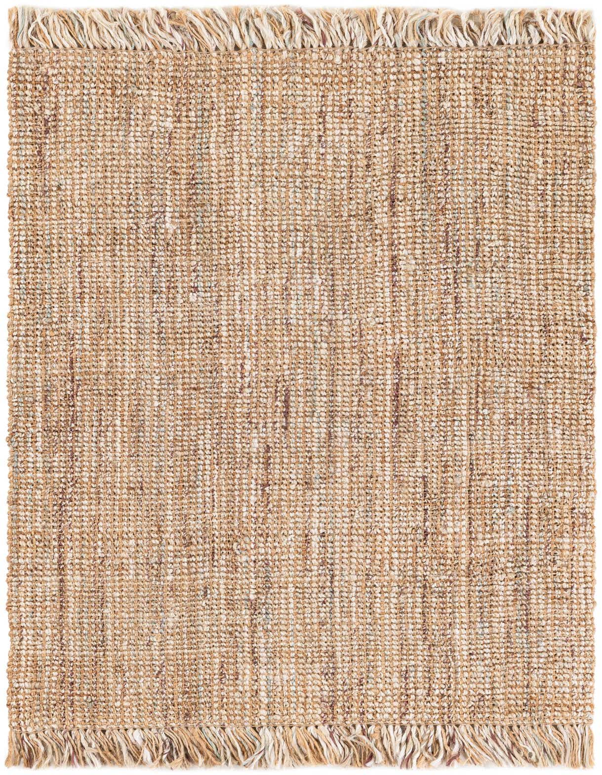 A 4x6 rectangular Chunky Jute rug featuring a natural brown and cream textured weave with fringed ends, suitable for various indoor rooms.