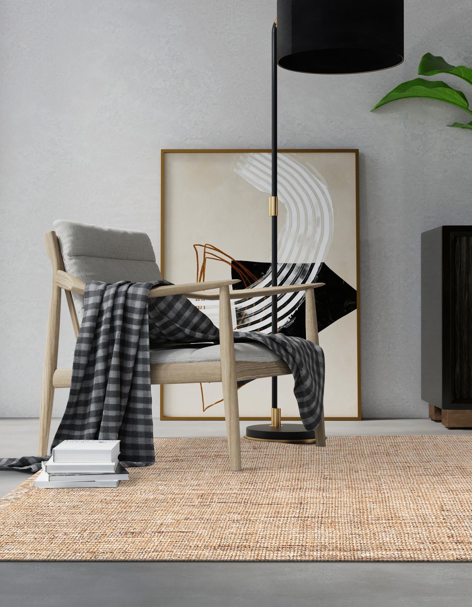 Natural 4' 1 x 6' 1 Hand Woven Chunky Jute Rug