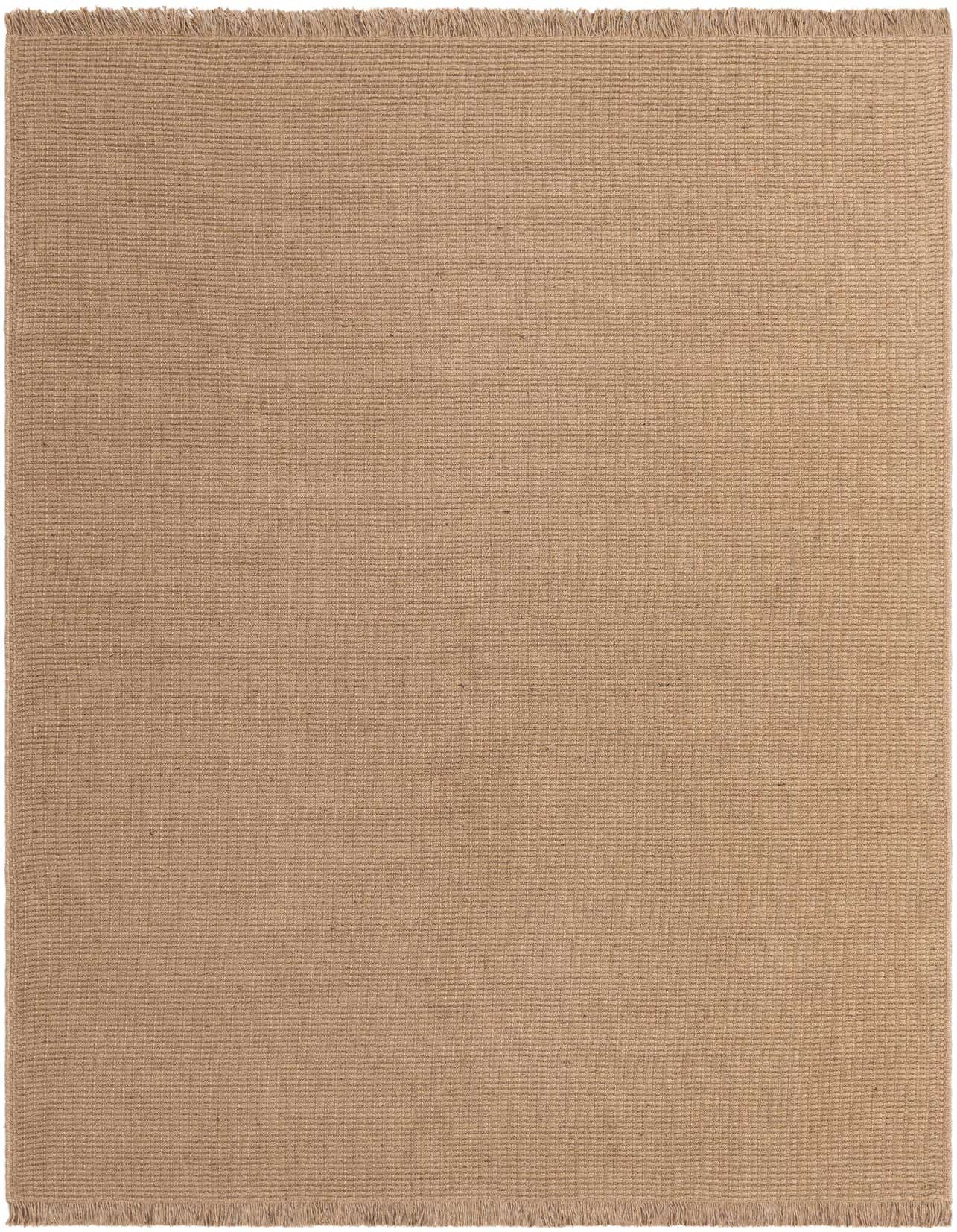 A 6x9 rectangular Rugs.com Cottage Farm jute rug in a natural brown and tan color with a textured flatweave.