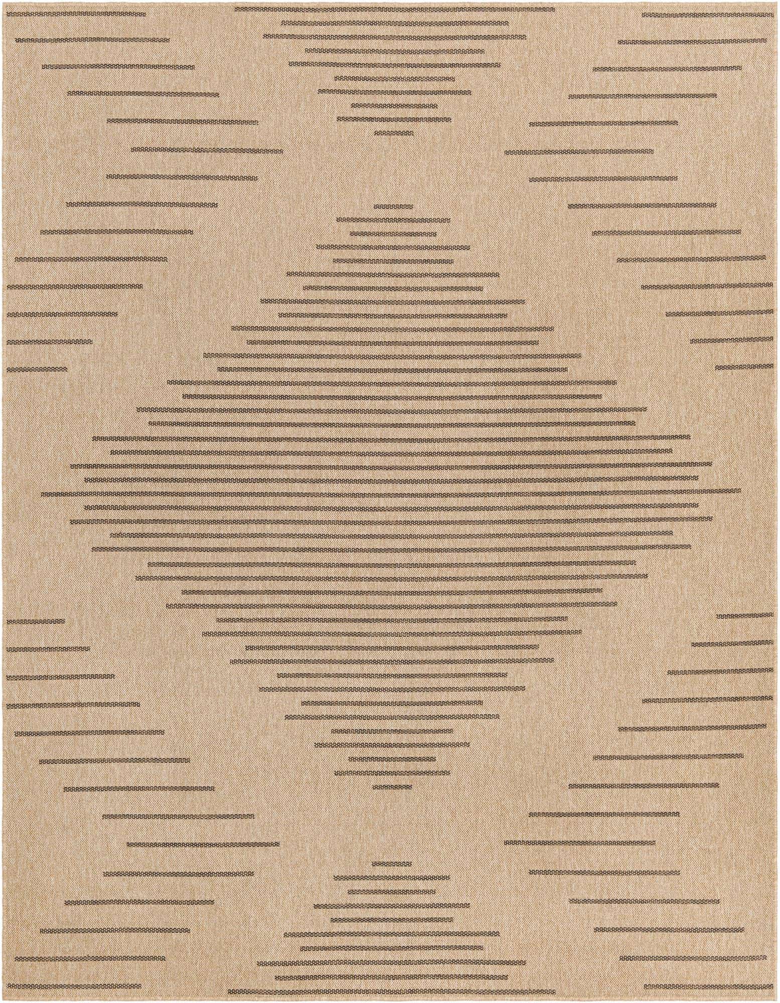 A rectangular 8x10 Dunes Collection rug in brown and tan, featuring a modern trellis pattern with a flatweave texture.